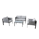 thumbnail of Möbilia 4-tlg. Garten-Sitzgruppe | 2-Sitzer, 2 Sesse, 1 Couchtisch | Stahl schwarz, Glas und Olefin in grau | 28020040 | Serie GARTEN