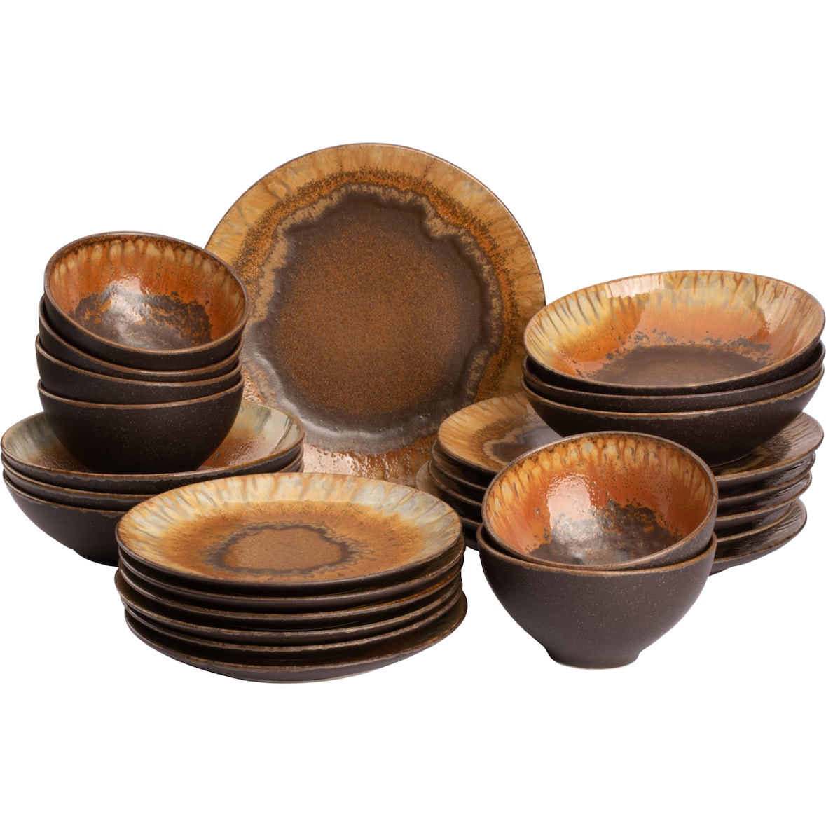 Palmer Serviesset Cecil Stoneware 6-persoons 24-delig Bruin