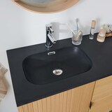 thumbnail of Meuble double vasque 140cm chêne STUDIO suspendu + miroir rond + colonne