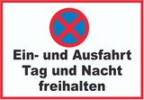 thumbnail of Parken verboten Ein- und Ausfahrt Tag und Nacht freihalten Schild A0 Rückseite selbstklebend