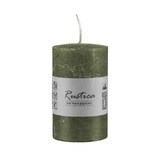 thumbnail of Rustikale durchgefärbte Kerze Olive, 80 x 60 mm, Stumpenkerze, rußarm, tropffrei, RAL Kerzengüte Qualität