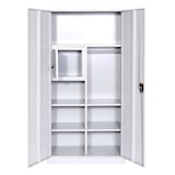 thumbnail of Dossierkast HWC-L60, stalen kast, multifunctionele kast, afsluitbare kledingroede, metaal 185x90x45cm, grijs