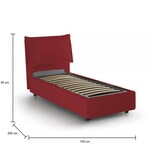 thumbnail of Dmora Dpal Einzelbett, Bettkasten mit Stoffbezug, 100 % Made in Italy, Öffnung vorne, geeignet für Matratzen 90 x 190 cm, Rot