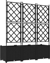 thumbnail of vidaXL Gartenpflanzer mit Gitter 3 pcs Schwarz 120 x 40 x 143 cm PP