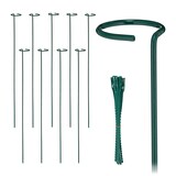 thumbnail of Relaxdays Pflanzstäbe Metall, 10er Set, Rankstäbe mit Ring, 80 cm, Metallstäbe Garten, mit Pflanzenbindern, dunkelgrün