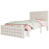 thumbnail of Holzbett Einzelbett 90x200 mit Schublade und Stauraum, Massivholzbett im Blockdesign, stabiles Bett mit Lattenrost, modernes Design Weiß