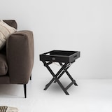 thumbnail of WellHome - Bandeja para servir en madera con patas plegables color negro 30x30x36cm