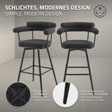 thumbnail of ML-Design Barhocker drehbar 2er Set Dunkegrau, Teddy-Stoff, Gepolsterte Barstühle, Küchenstühle mit Arm- & Rückenlehne, 360° Drehstuhl Tresenhocker