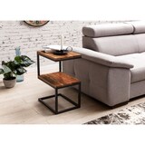 thumbnail of Beistelltisch AKOLA S-Form Massiv-Holz Sheesham / Metall 45 x 60 x 30 cm, Design Wohnzimmertisch Landhaus-Stil, Anstelltisch Ablagetisch