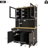 thumbnail of Merax Buffetkast 120 x 40 x 191 cm, hoge vitrinekast met glazen deuren, barvak, glashouder, stopcontacten, USB-A en USB-C, zwart