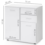 thumbnail of Kommode mit Türen & Schubladen 71x78x35,5cm Schrank Holz Weiß, Flurschrank hell modern, Mehrzweckschrank klein, Anrichte Sideboard matt,