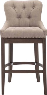 thumbnail of Barhocker KAGAD - Stoff Taupe 55x57x109 cm Dunkelbraun | Barstuhl Mit Lehne Tresenhocker Tresenstuhl Kneipenhocker Kneipenstuhl