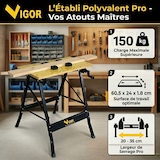 thumbnail of Etabli pliable Multiposition Charge 150kg - Table de travail portable Etau Réglage 20 à 35 cm Bricolage Sciage Ateliers INTEC