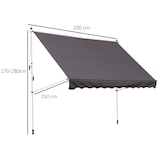 thumbnail of Toldo Manual Retráctil 200x150x170-280cm con Manivela para Terraza Balcón Gris