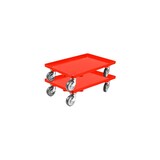 thumbnail of PROREGAL 2x Transportroller für Euroboxen 60x40cm mit Gummiräder rot | Geschlossenes Deck | 2 Lenkrollen & 2 Bockrollen | Traglast 300kg