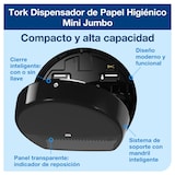 thumbnail of TORK | Dispensador de Papel Higiénico Mini Jumbo Negro T2 (cod. 555008)