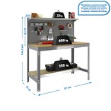 thumbnail of SimonRack Établi d’atelier, 1210x610 mm, panneau perforé, Charge 600 kg, Gris - BT-3