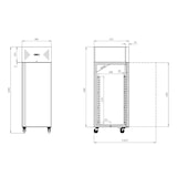 thumbnail of Ecofrost Koelkast | 600L (2/1 GN) | RVS | +2°C/+8°C | Statisch + Ventilator | Wielen (Geremd) | 680x810x2010(h)mm