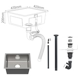 thumbnail of Gasfrit – Lavello da cucina da incasso per piano di lavoro in acciaio inox colore grigio, 1 vasca 470 x 410 mm