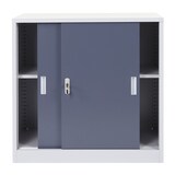thumbnail of Aktenschrank, klein | HxBxT 90x90x45cm | mit abschließbaren Schiebetüren | anthrazit| Stahlschrank Büroschrank