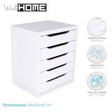 thumbnail of WellHome - Ladekast met 5 houten lades, wit, 39 x 30 x 45 cm