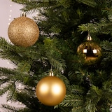 thumbnail of 34 Weihnachtskugeln 8cm Kunststoff Christbaumkugeln Set Weihnachtsbaum hellgold