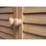 thumbnail of Badezimmerschrank HWC-B18, Badschrank Regal Badregal Kommode, 3 Türen Bambus 81x97x34cm