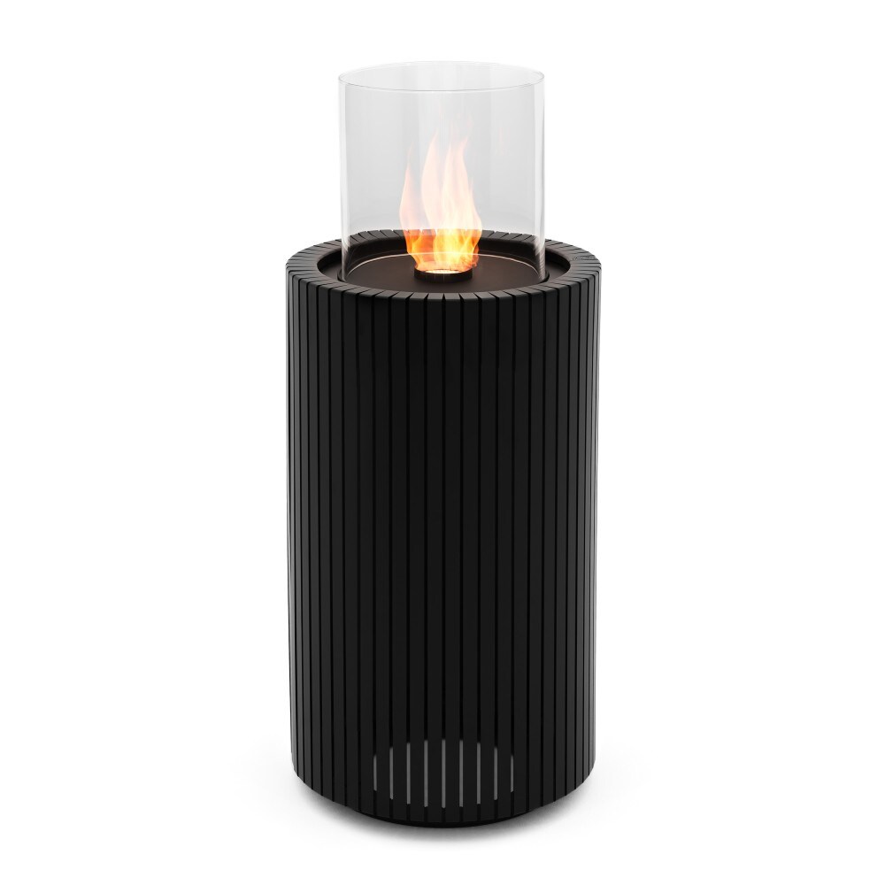 Planika - Mandala Biofireplace Lareira portátil a bioetanol com tecnologia Commerce, vidro cilíndrico preto