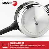 thumbnail of Fagor Dual Xpress Olla a Presión 6 Litros, Inducción, Express Super Rápida, Acero Inox. 18/10, Todo Tipo Cocinas, Fondo Termodifusor Regulador Presión