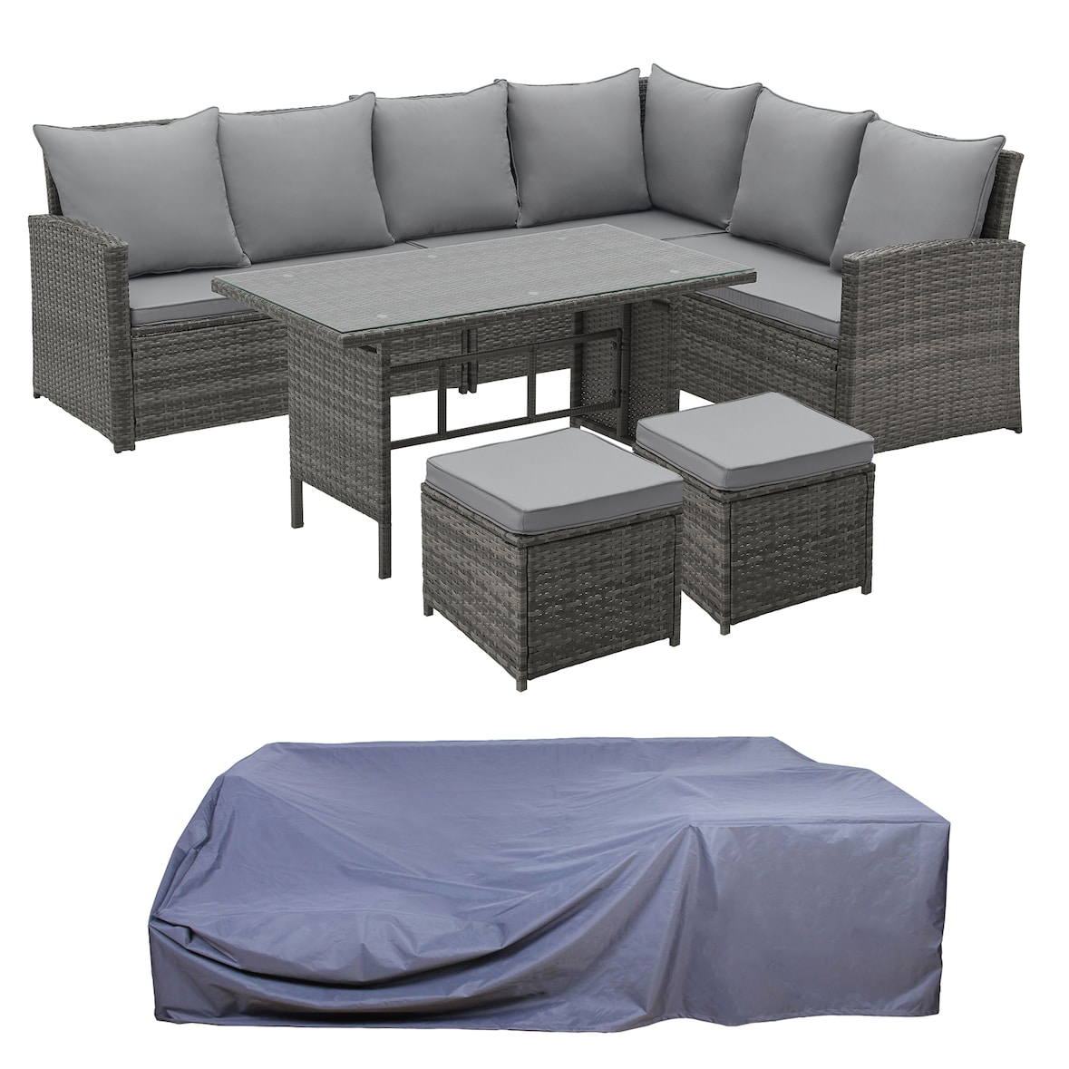 SVITA MONROE Garten-Lounge Set Polyrattan Lounge-Möbel Sitzgruppe