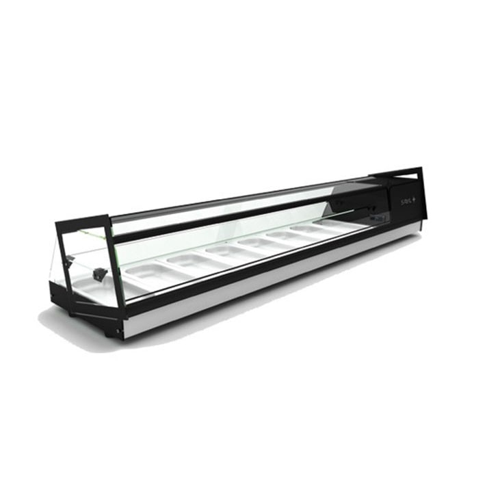 Vetrinetta refrigerata da banco CUBE8 cm. 1680x39,5x36h. Statica +2°/+8°C