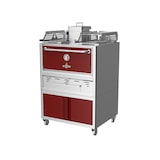 thumbnail of Forno per brasatura a carbone su supporto con rotelle, dimensioni 985x577x1685, porta rossa