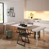 thumbnail of Ausziehbarer Konsolentisch, 262x90x73cm, Für 12 Personen, Holzbeine, Moderner Stil, Weiß und Zementgrau _ 373_41