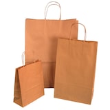 thumbnail of 300 Premium Papiertragetaschen 18+8x22cm mit Kordel braun unbedruckt 90g/m²