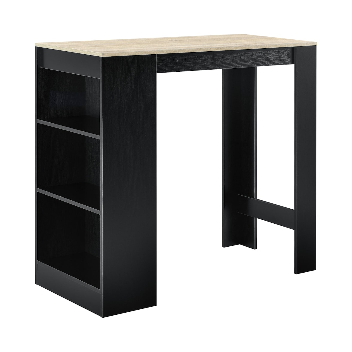 Helloshop26 - Table de bar avec rangement bistro haut avec 3 étagères 110 cm noir et chêne 03_0006191