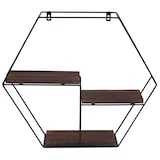 thumbnail of Décoshop26 - Wandmontiertes Hängeregal mit 3 Ablagen aus Metall und dunkelbraunem Holz Industriedesign 43 x 49 x 11 cm 04_0008658