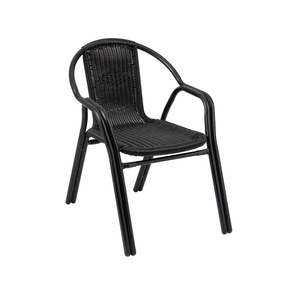 METRO PROFESSIONAL Cadeira com braços empilhável para restauração Narni, alumínio / vime sintético, preto