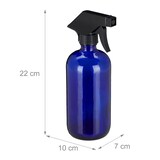 thumbnail of Relaxdays Sprühflasche Glas, 2er Set, 500 ml, nachfüllbar, Nebel & Strahl, Haarpflege, Reinigung, Zerstäuber, leer, blau