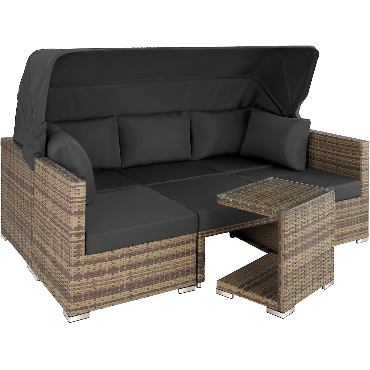 tectake Wicker loungeset San Marino met aluminium frame - natuur - 403713