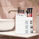 thumbnail of Relaxdays Make Up Organizer, 24 Fächer, Kosmetik Aufbewahrung, Kunststoff, HxBxT: 27,5x26x21 cm, Kosmetikorganizer, weiß