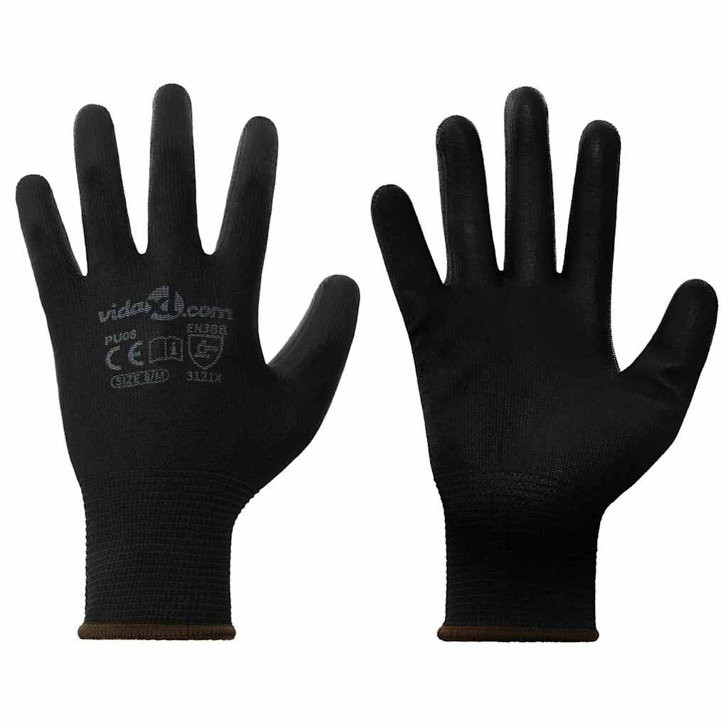 vidaXL Werkhandschoenen 24 pcs Zwart 8 / m Polyester