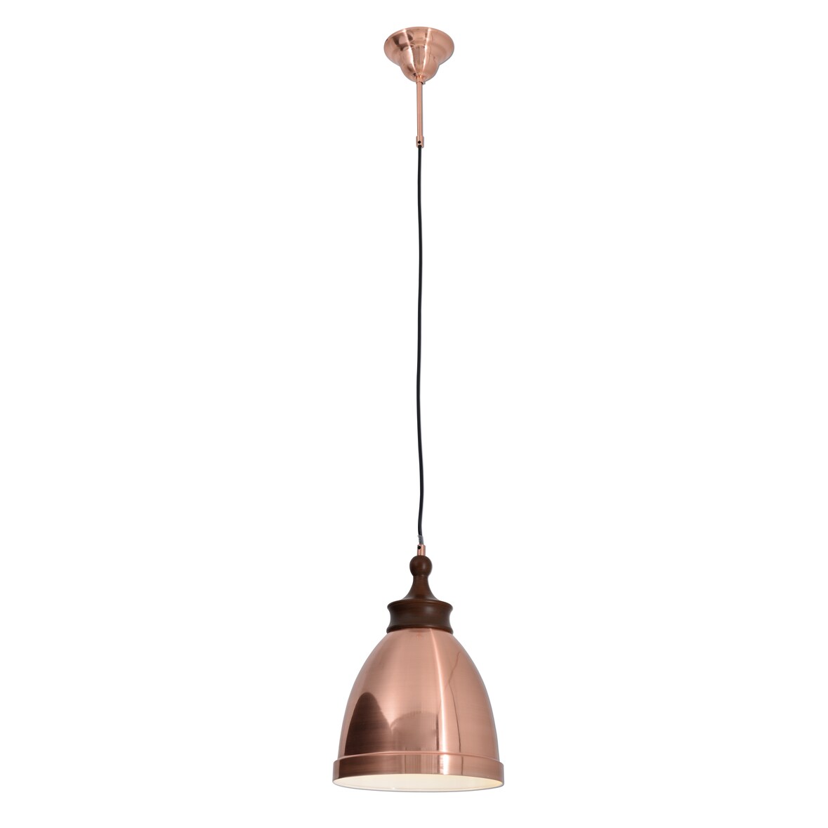 Näve Metallpendelleuchte "Copper" mit Holzoptikaufsatz in kupfer