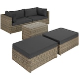 thumbnail of tectake Conjunto de salón de ratán con estructura de aluminio San Domino  Natural