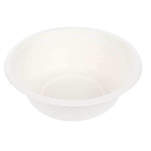 Bio Schüssel rund, Zuckerrohr, 20 x 50 STK, Volumen: 500 ml, Farbe: Weiß
