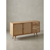 thumbnail of Design Sideboard 140x75x40 cm Mango Massivholz / Rattan, Kommode 3 Schubladen, Hoher Kommodenschrank Holz Massiv, Standschrank Wohnzimmer, 2