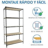 thumbnail of Maderclick schraubenloses Metallregal 5 Böden. Farbe ANTHRAZIT/HOLZ 1800x900x400 mm