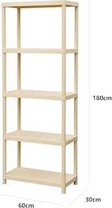 thumbnail of Estante modular para arrumação, em plástico polipropileno, com 5 prateleiras, 180x60x30cm