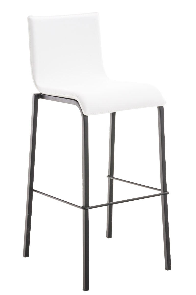 DELUKE Barhocker KELAN - Kunstleder Weiß 43x51x103 cm Schwarz | Barstuhl Mit Lehne Tresenhocker Tresenstuhl Kneipenhocker Kneipenstuhl