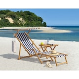 thumbnail of Strandliege blau-weiß Liegestuhl Holzliege Buche natur Fußteil Kissen klappbar 10-317 N F KD