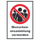 thumbnail of Menschenansammlung vermeiden Symbol und Text Aufkleber A1 (594x841mm)